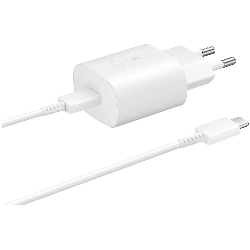 Сетевое зарядное устройство Samsung EP-TA800 + кабель USB Type-C, 25 Вт, белый