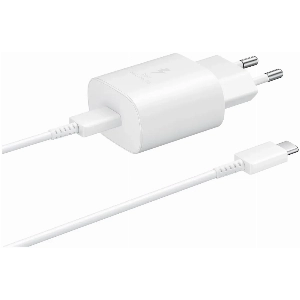 Сетевое зарядное устройство Samsung EP-TA800 + кабель USB Type-C, 25 Вт, белый