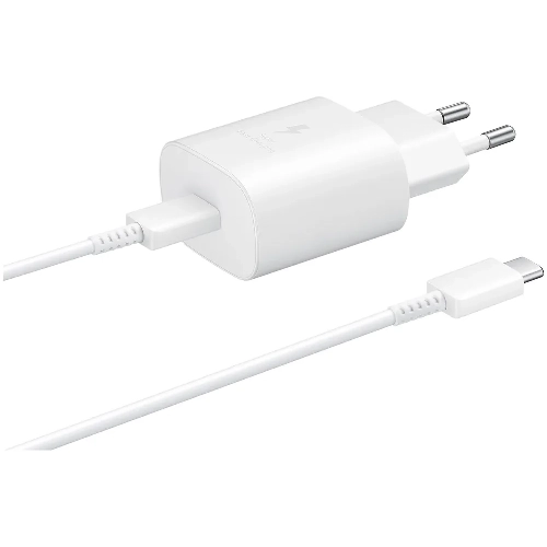 Сетевое зарядное устройство Samsung EP-TA800 + кабель USB Type-C, 25 Вт, белый