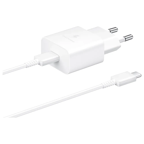 Сетевое зарядное устройство Samsung 15W Power Adapter с кабелем Type-C to Type-C, белый